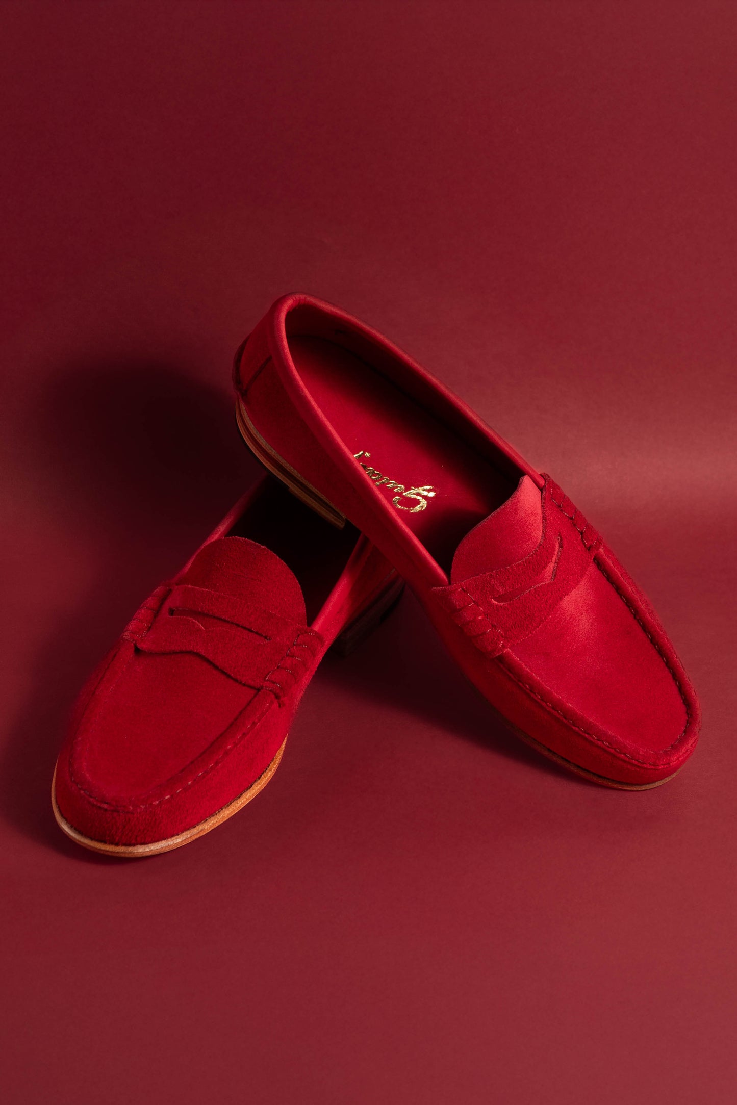 Moccasin Simple Sole Suede Red