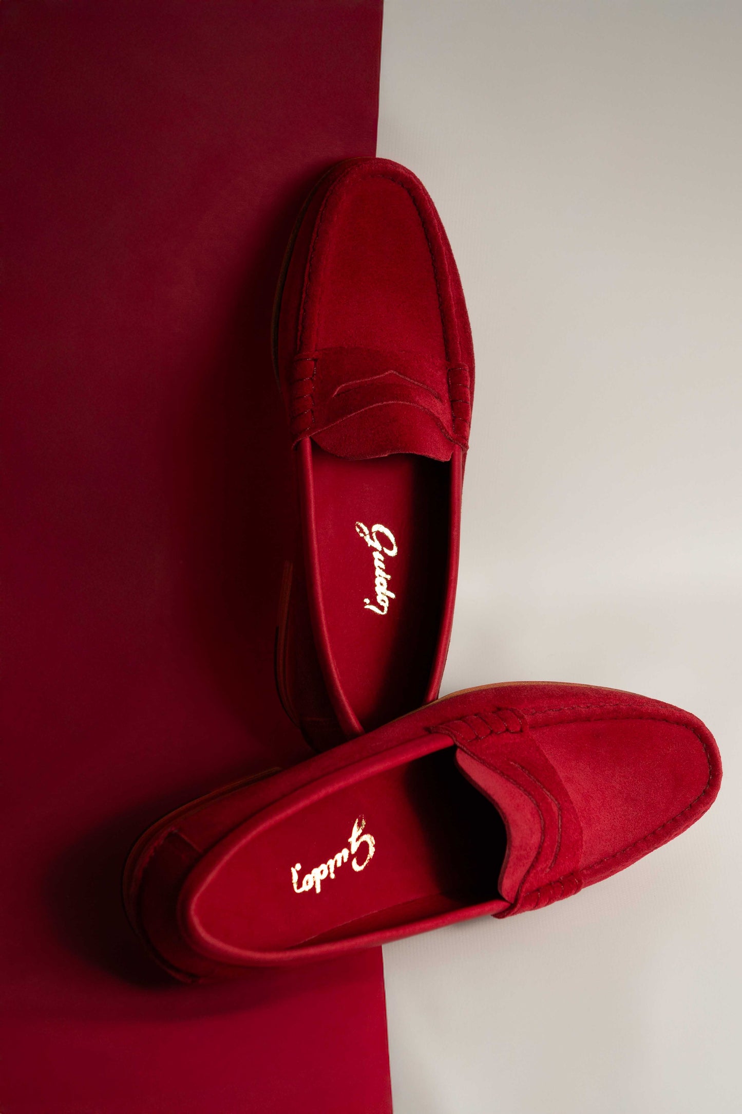 Moccasin Simple Sole Suede Red