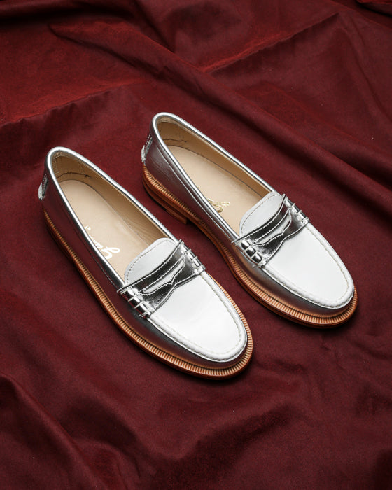Mocasín 5379 Plateado/Blanco