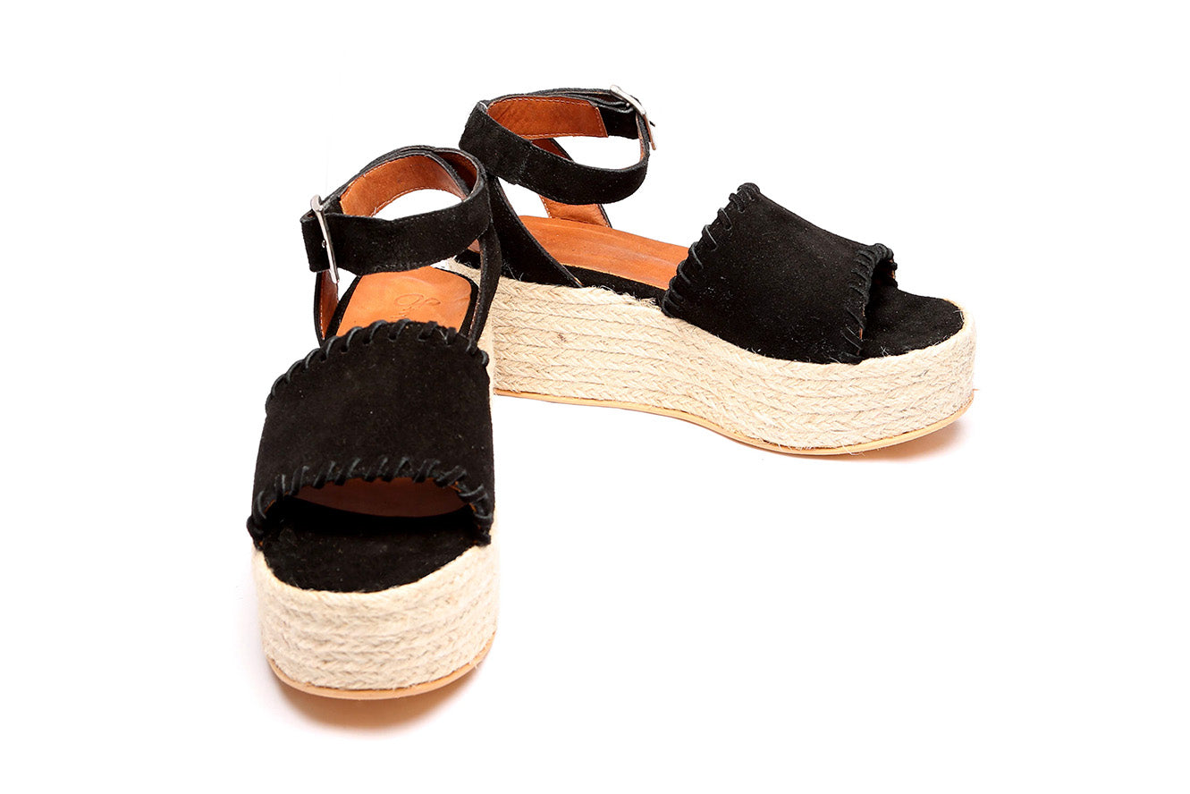 Ankle Strap Bamboo Scallop Espadrille Platform Sandals Sandal Yute