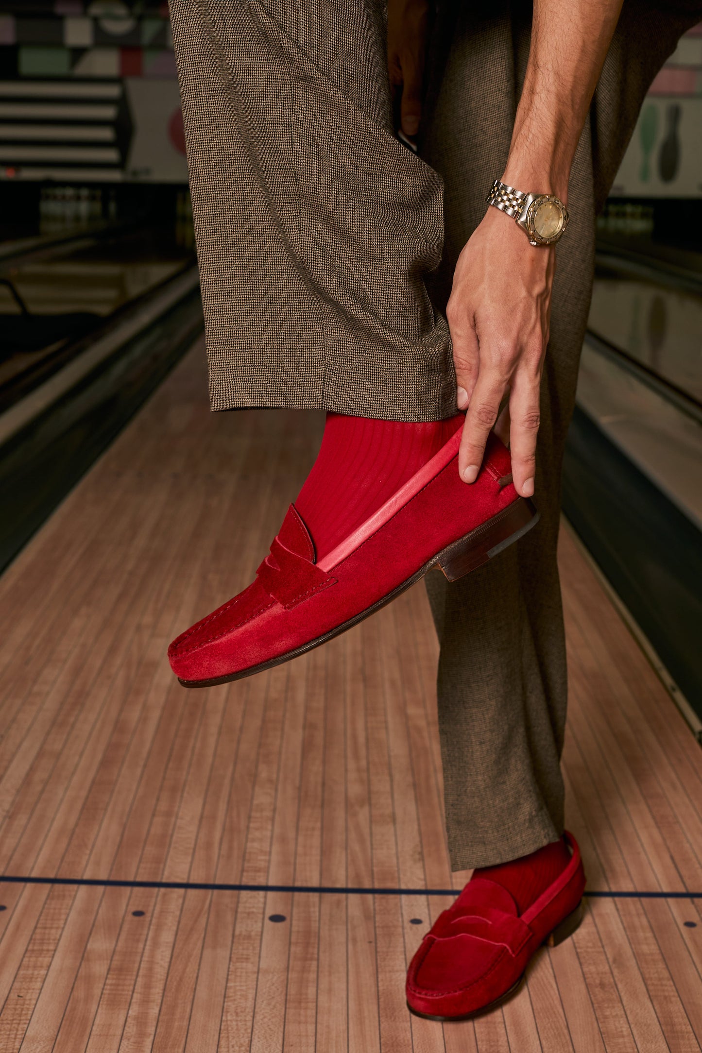 Moccasin Simple Sole Suede Red