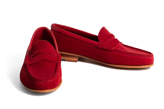 Moccasin Simple Sole Suede Red
