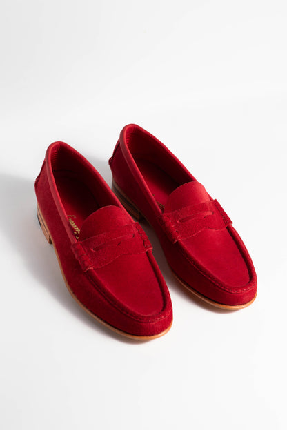 Moccasin Simple Sole Suede Red