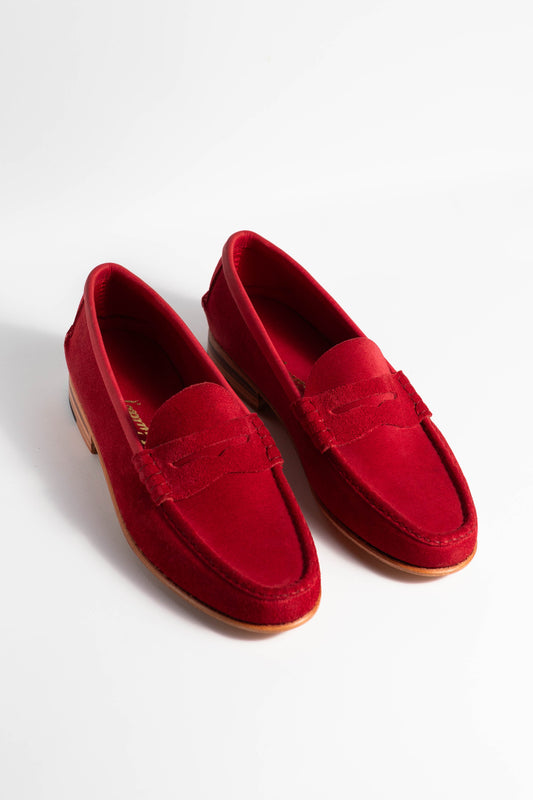 Moccasin Simple Sole Suede Red