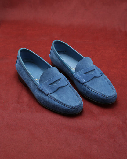 Moccasin Simple Sole Suede Blue