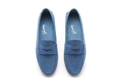 Moccasin Simple Sole Suede Blue