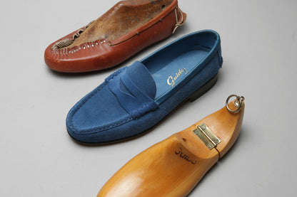 Moccasin Simple Sole Suede Blue