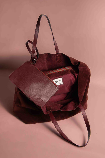 Handbag Choco Burgundy Suede