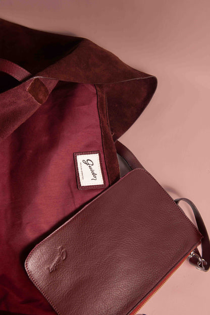 Handbag Choco Burgundy Suede