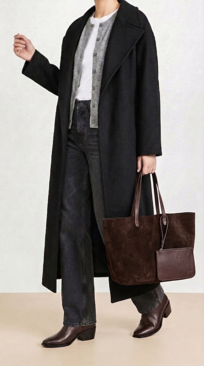 Borsa a mano in camoscio color cioccolato