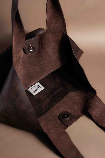 Borsa a mano Filipa in camoscio cioccolato