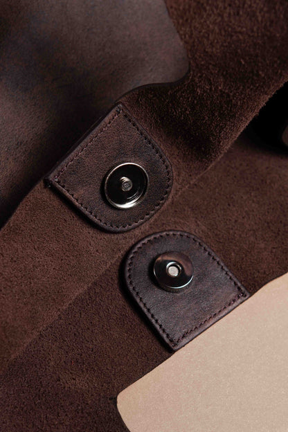 Borsa a mano Filipa in camoscio cioccolato