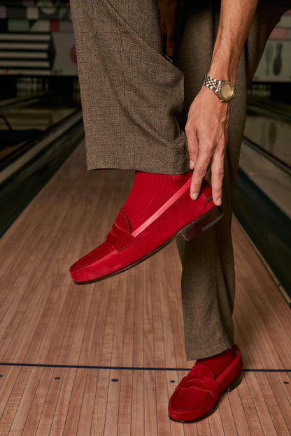 Moccasin Simple Sole Suede Red